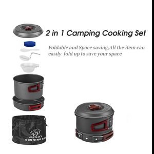 Camping-Kochgeschirr-Set aus gesprenkeltem Aluminium